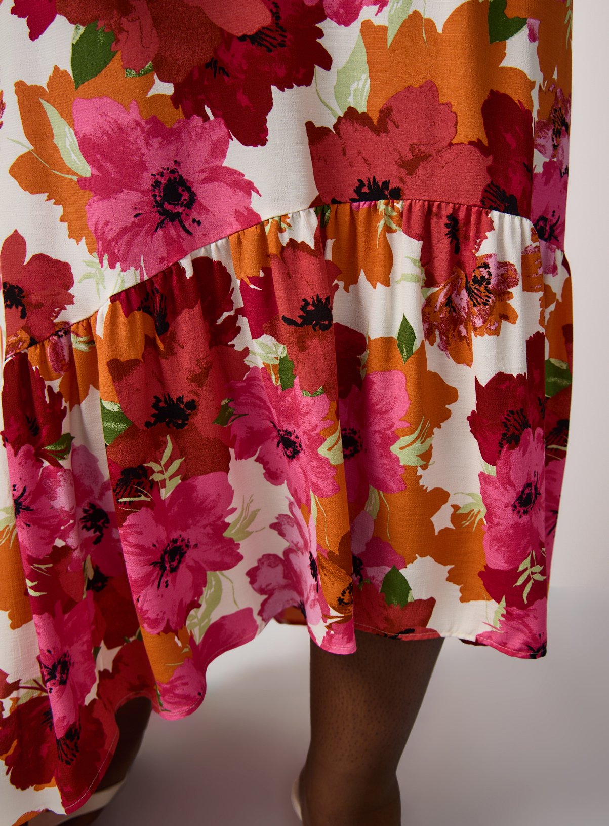 Pink Floral Print Drop Hem Midaxi Dress 18 - Image 3 thumbnail